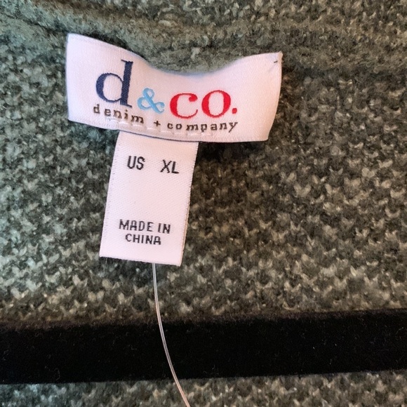 NWOT D & Co Green Animal Print Jacquard Knit Cardigan XL Cozy Fall Layer - Picture 9 of 12